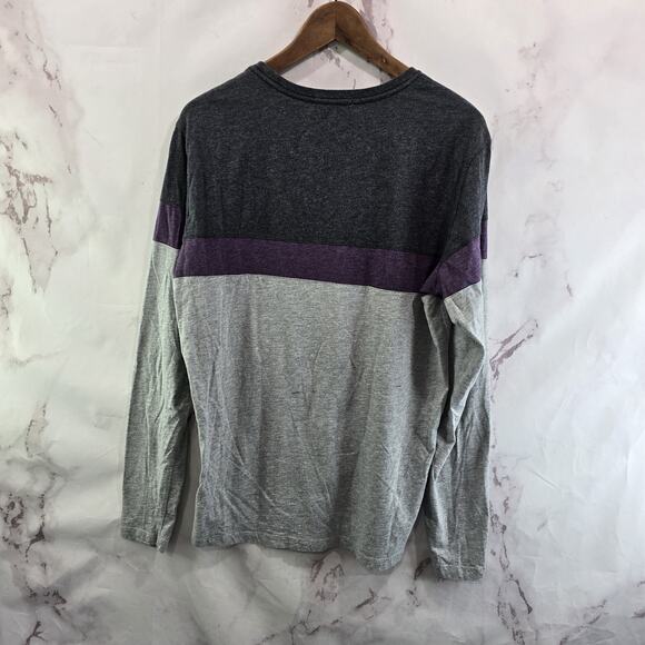 Marine Layer T Shirt Mens Medium Long Sleeve Crew Neck Gray Purple Stripe - Picture 5 of 13